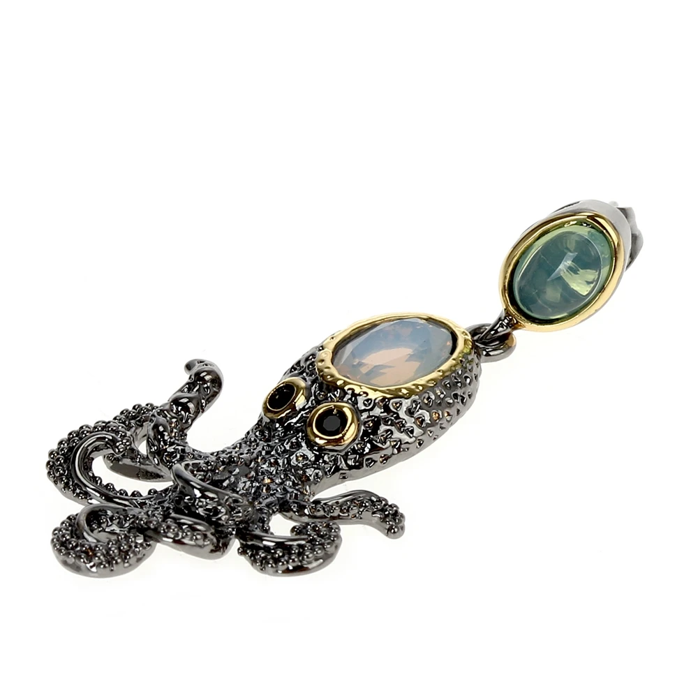 WE3875 octopus earrings vintage antique gothic jewelry women cz zircon opal (6)