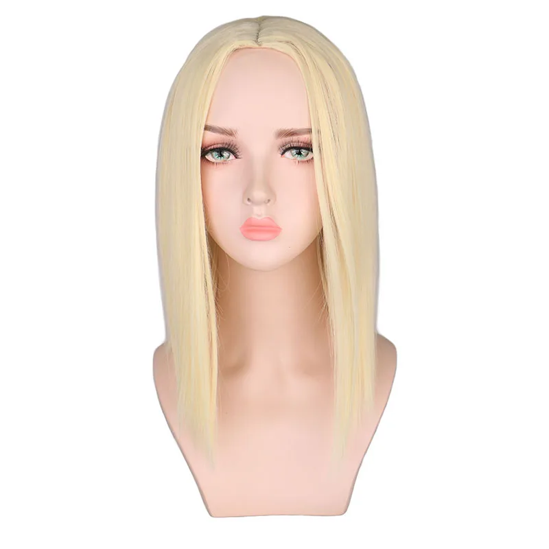 Synthetic wig QQXCAIW Short bob wig Straight sliver white blonde Cosplay party costume High temperature fiber synthetic hair wigs