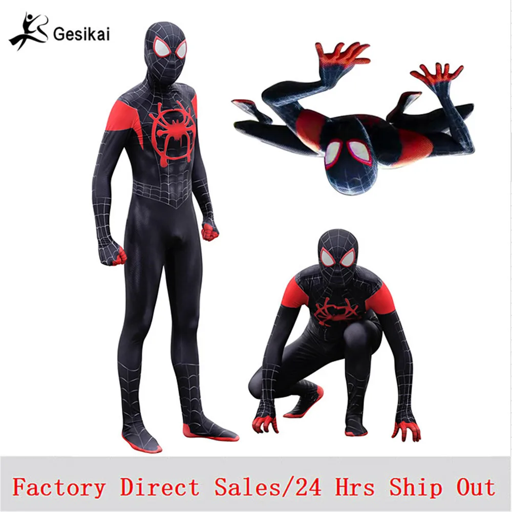 3D печать Miles Morales удивительный костюм Человека-паука Zentai Человек-паук боди костюм комбинезоны