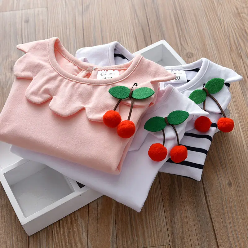 Футболка в полоску с короткими рукавами для маленьких девочек коллекция года, летняя одежда для малышей детская футболка «Питер Пэн» Футболки для малышей, младенцы Новорождённые