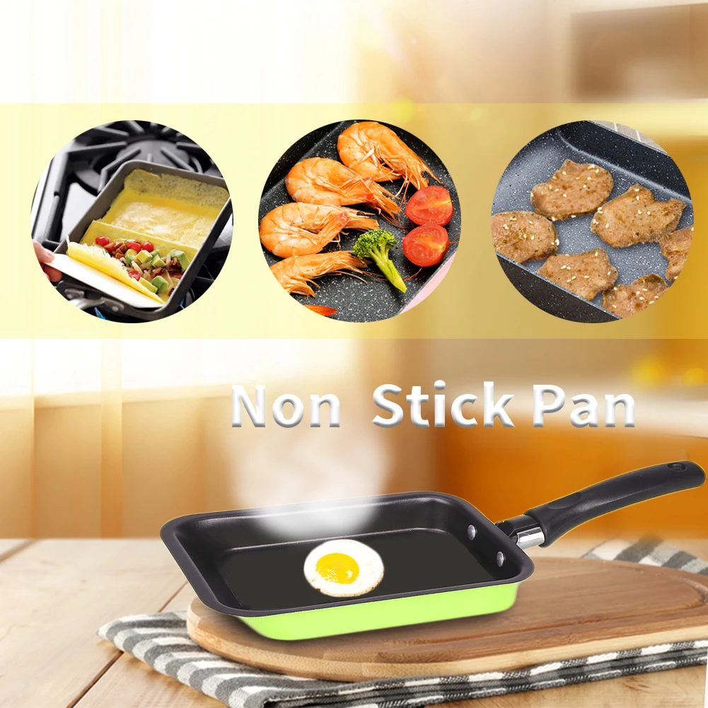 Portable Rectangle Non stick Mini Frying Pans With Spatula Cooking Tool