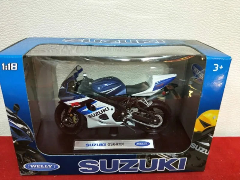 WELLY 1/18 масштаб Кавасаки KLR650, Сузуки GSX-R750, мВ агуста брутали 990р мотоцикл литой металлический мотоцикл модель игрушки - Цвет: SUZUKI GSX-R750