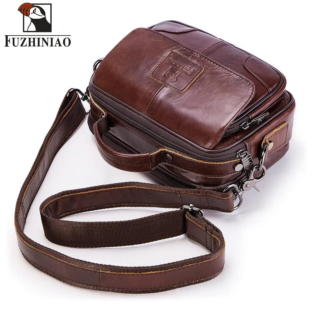 FUZHINIAO, натуральная кожа, дорожная сумка-мессенджер, мужская сумка на плечо, модная, высокое качество, через плечо, маленькая молния, мужской клатч, слинг