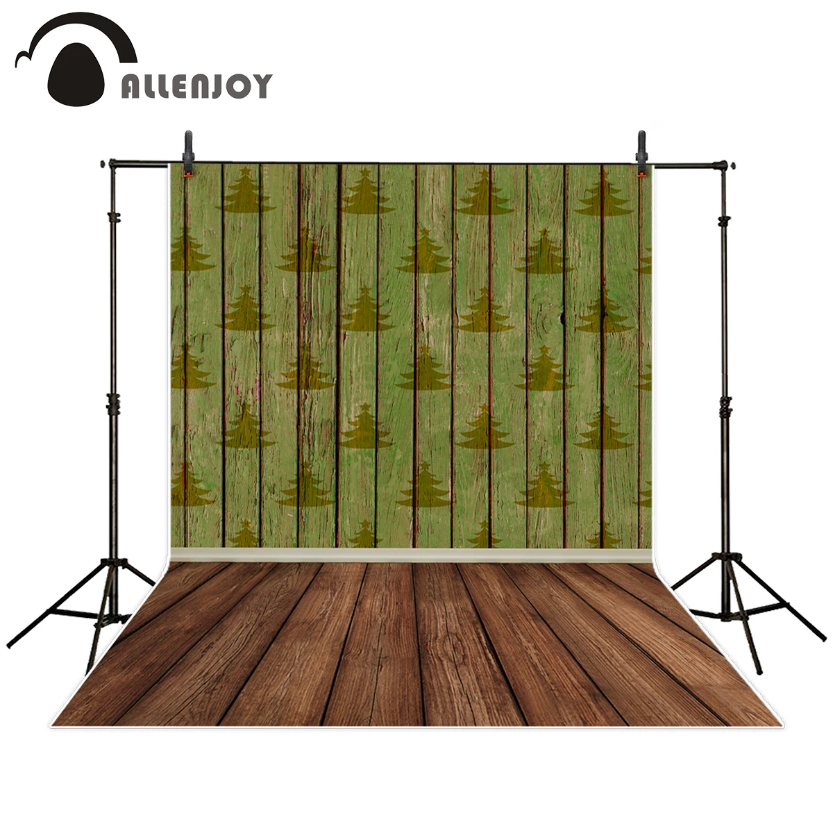 

Allenjoy background for photo studio Christmas tree green wood for kids backdrop photocall customize professional printed