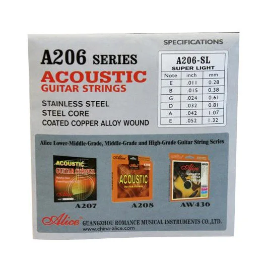 1 комплект Алиса акустической струны народной гитары 011-052 дюймов Супер светильник стальной сердечник 6-ой