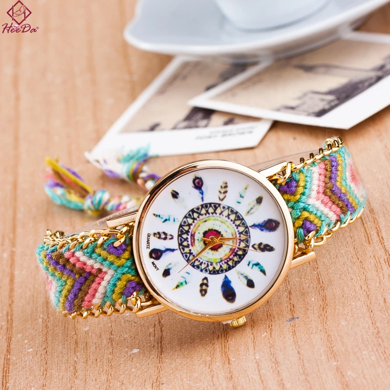 

Heeda Bohemia Boho Hand Made Watch Graceful Joker Ethnic Dreamcatcher Bangle 2018 Summer New Hand Jewelry Decoration for Women