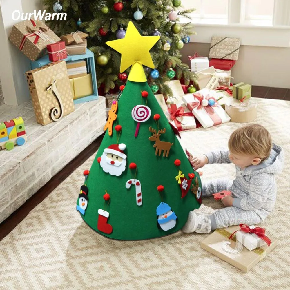 OurWarm 3D DIY войлок для малышей Рождественская елка год Детские подарки игрушки искусственное дерево Рождественское украшение для дома подвесные украшения