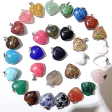 Натуральный Камень Бирюза lapis опал, кварц кристалл тигровый глаз Шарм Подвеска-сердце для diy ювелирных изделий ожерелье аксессуары 30pc