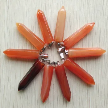 

2018 Fashion good quality natural red onyx Hexagonal pillar charms Pendants 12x50mm for jewelry marking Wholesale 10pcs/lot free