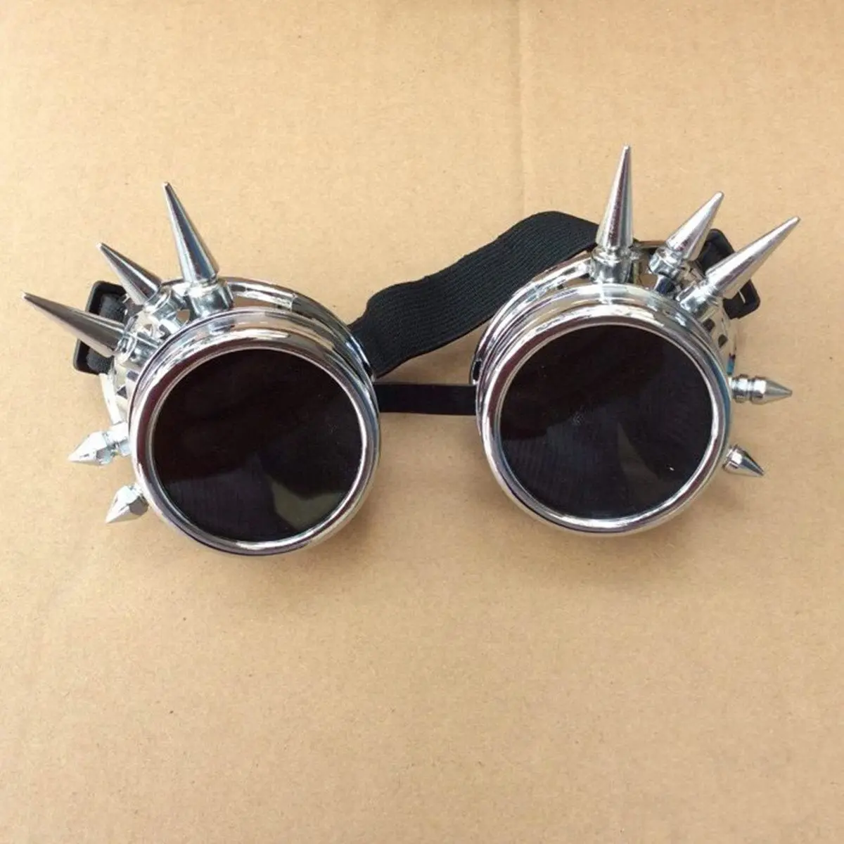 الأزياء الفضة steampunk نظارات spikey حرق رجل زي تأثيري القوطية الشرير نظارات السلامة الأزياء الفضة steampunk نظارات spikey حرق رجل زي تأثيري القوطية الشرير نظارات السلامة