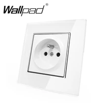 EU French Standard Socket with Claws Wallpad White Glass Panel Schuko French EU Style Wall Plug