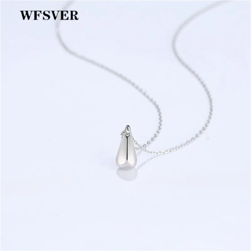 

WFSVER 925 Sterling Silver Necklace For Women Cross Chain Water Drop Shape Pendant Necklace Korea Style Fine jewelry Present