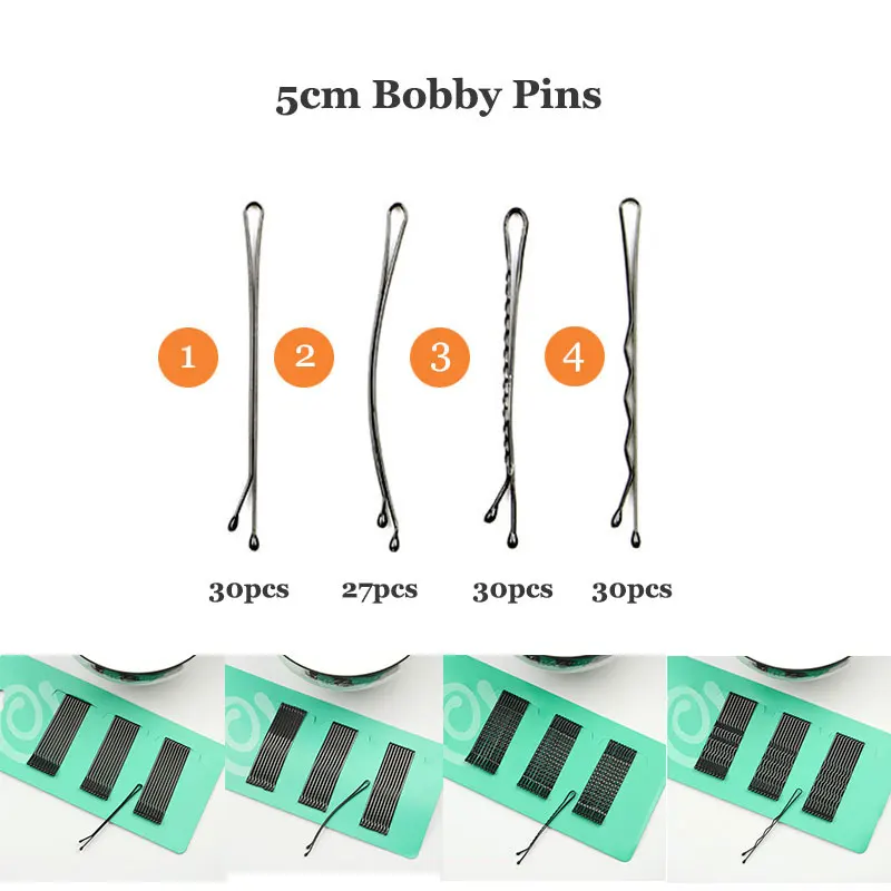 Заколки для волос 5 см, заколки для волос, плоские/волнистые/изогнутые заколки для волос, заколки для женщин и девушек, аксессуары для парикмахерских, черные
