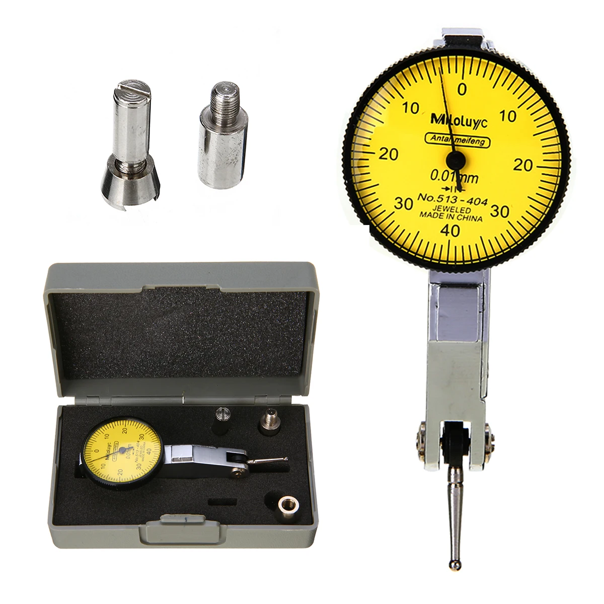 Portable Mini Lever Dial Gauge Test 0.01mm Resolution Indicator Precision Metric with Dovetail Rails 0-40-0 Measure Tool