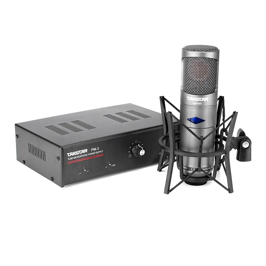 

Top Quality Takstar cm-450-l vacuum tube professional condenser microphone broadcasting recording studio microphone Aluminum Box