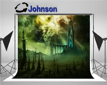 

gloomy scenery tower broken bridge dragons photography backgrounds Vinyl cloth High quality Computer print wall backdrops