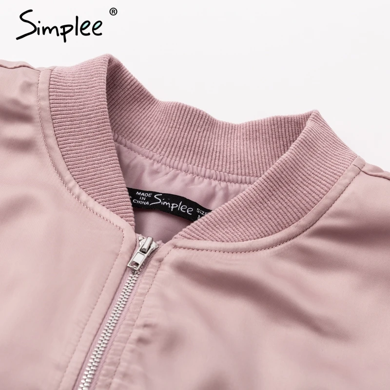 Simplee Elegant satin basic jacket coat Women lace up pocket biker jacket outerwear Autumn winter casual bomber jacket female Simplee Elegant satin basic jacket coat Women lace up pocket biker jacket outerwear Autumn winter casual bomber jacket female