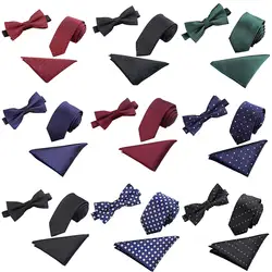 Мужской Жаккардовый тканый галстук-бабочка платок Свадебная вечеринка Карманный квадратный набор QNTIE0086