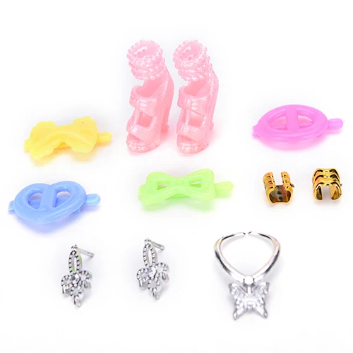 

8PCS/set DIY of Fashion Jewelry Necklace Earring Bowknot Crown for Dolls Accessories Kids Gift