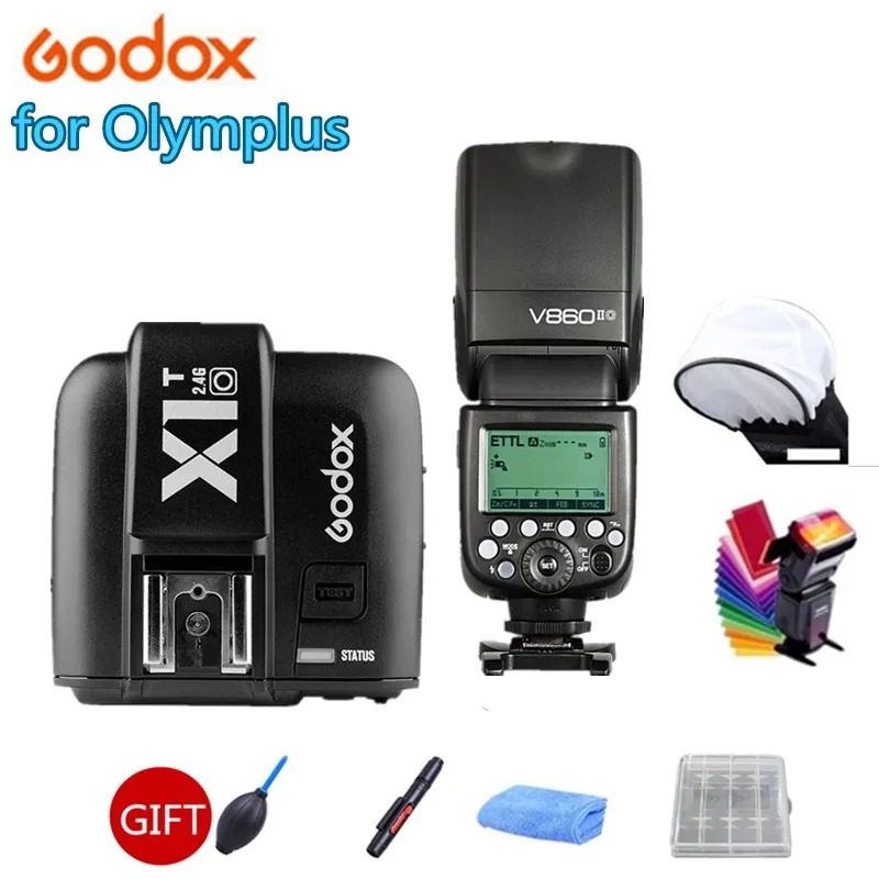 

Godox V860IIO V860II-O Camera Flash Speedlite 2.4G Wireless X System TTL HSS Li-on Battery + X1T-O Trigger for Olympus Cameras