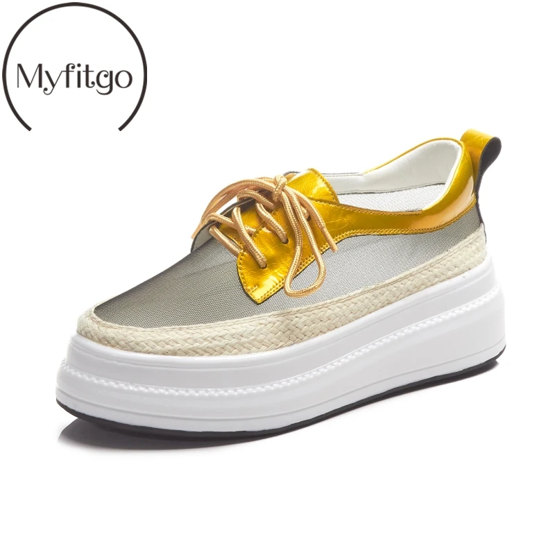 

Myfitgo Platform Women Oxford Flat Spring Shoes Woman Genuine Leather Flats Summer Brogues Laces Loafers Casual Sneakers Shoes