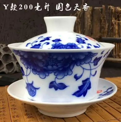 Горячая Распродажа 200 мл китайский чайный сервиз с ручной росписью тарелка Dehua высокое качество белый фарфор Gaiwan чайный фарфоровый сервиз - Цвет: 10