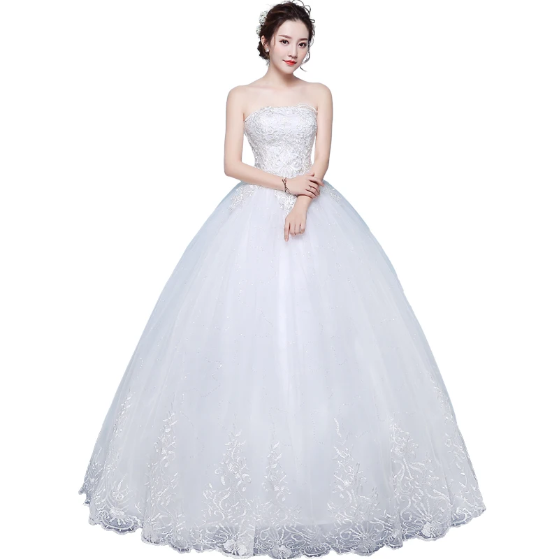 

Do Dower Wedding Dress Lace 2019 New Strapless Wedding Dresses Princess Bride Gowns Lightly And Simply Cheap Wedding Gown