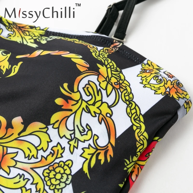 MissyChilli, сексуальное, с открытой спиной, винтажное, с цепочкой, с принтом, боди, для женщин, облегающее, черное, летнее, боди, элегантное, для пляжа, клуба, цельный купальник