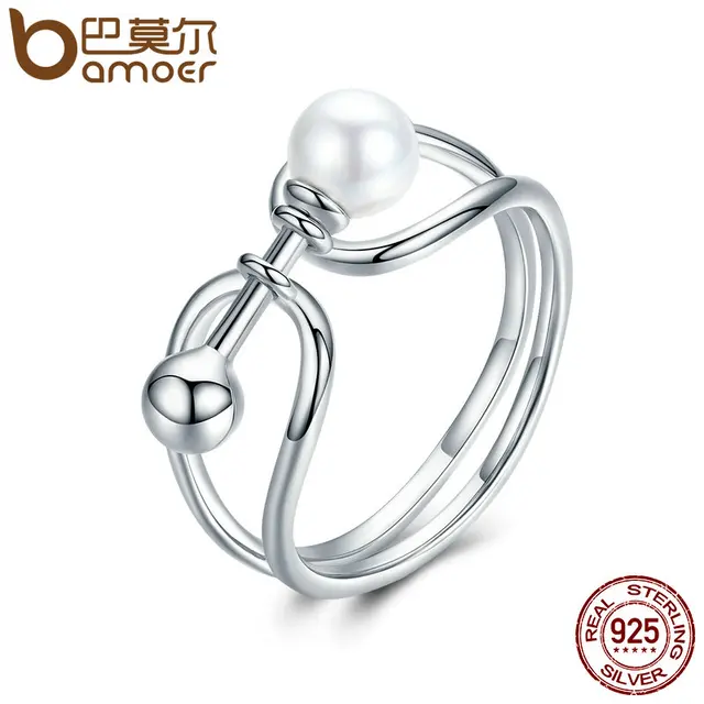 BAMOER New Arrival Genuine 925 Sterling Silver Geometric Wave New Gothic Rings f BAMOER New Arrival Genuine 925 Sterling Silver Geometric Wave New Gothic Rings f