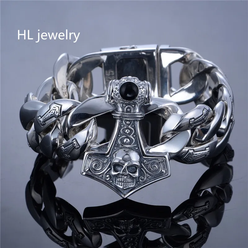 

194g Alibaba Express 925 Sterling Silver Jewelry Bracelets for Women Men Vintage S925 Solid Thai Silver Chain Bracelets