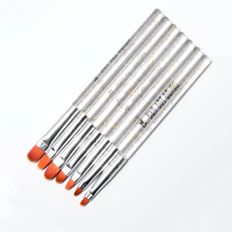 

7pcs/set Pandahall Professional Manicure UV Gel Brush Pen Transparent Acrylic Nail Art Painting Drawing Brush Phototherapy Tools