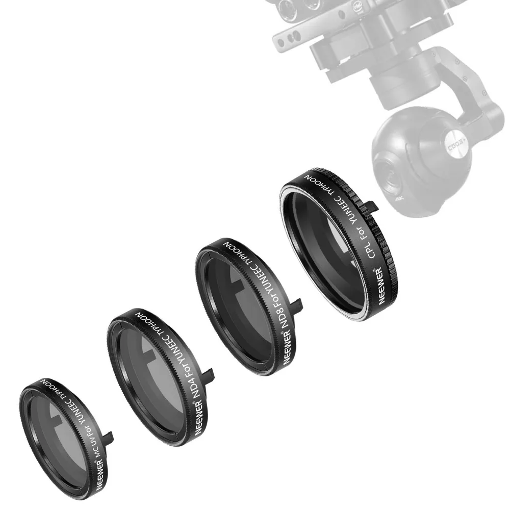 

Neewer 4 Pieces Filter Kit for Yuneec Typhoon Q500 4K CGO3 Camera, Typhoon H Camera, Includes: ND4, ND8, UV and CPL Filter