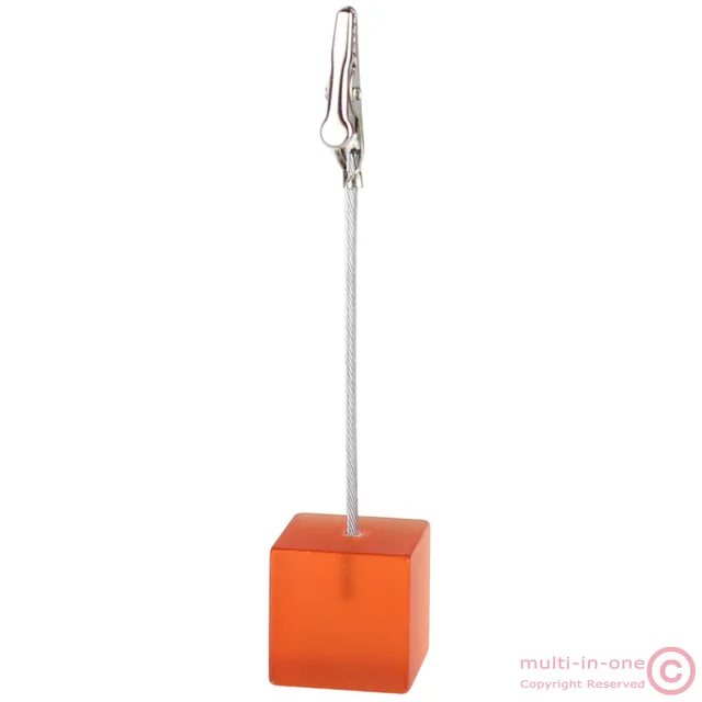 Color Cube Stand Alligator Wire Photo Clip,Memo Card Holder,Table Wedding Party Place Favor,Customized Gift Note Clamp orange