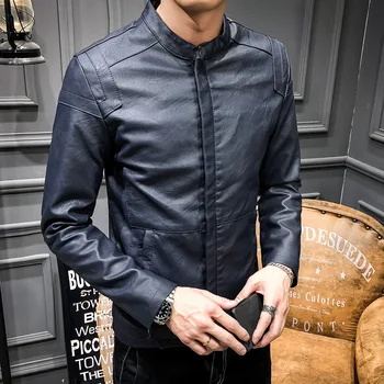 

The new 2018 autumn collar motorcycle leather jackets pu leather men's cultivate one's morality men
