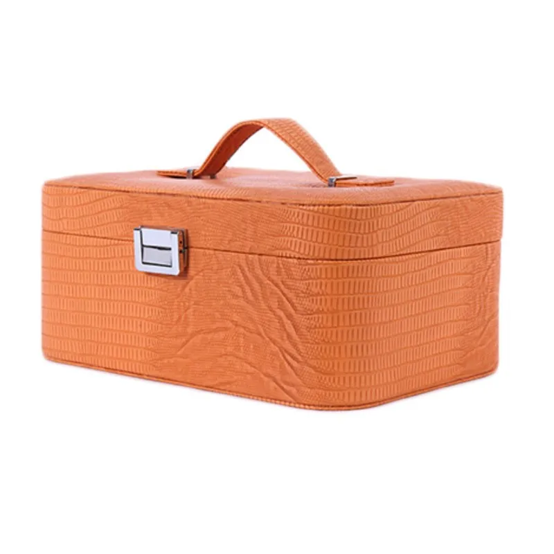 1Pcs Fashion Women's Leather Jewelry Boxes, Cosmetic Bags, Jewelry Boxes Travel Makeup Large Cosmetic Toiletry Zipper Bag Handbag Storage Case HG0484 (5)