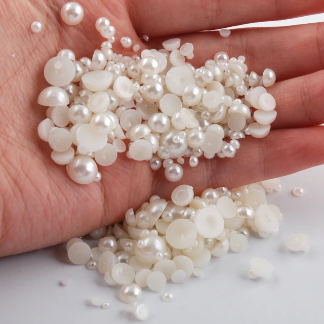 White Half Round Flatback Pearls mix sizes Imitation Pearl Beads Stone Flat  Back Glitters For Craft DIY Nail Craft Decoration - AliExpress