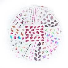 5 pièces Transfert D'eau Nail Art Autocollant Noir Dentelle Fleur Feuille Dessin Animé lèvres Autocollant Curseur Enveloppe Conseils Décor bricolage Manucure Neuf(China)