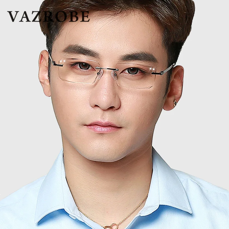Vazrobe Хамелеон очки мужские без оправы Солнцезащитные очки для мужчин фотохромные линзы близорукость очки мужские очки для вождения UV400 коричневый/серый