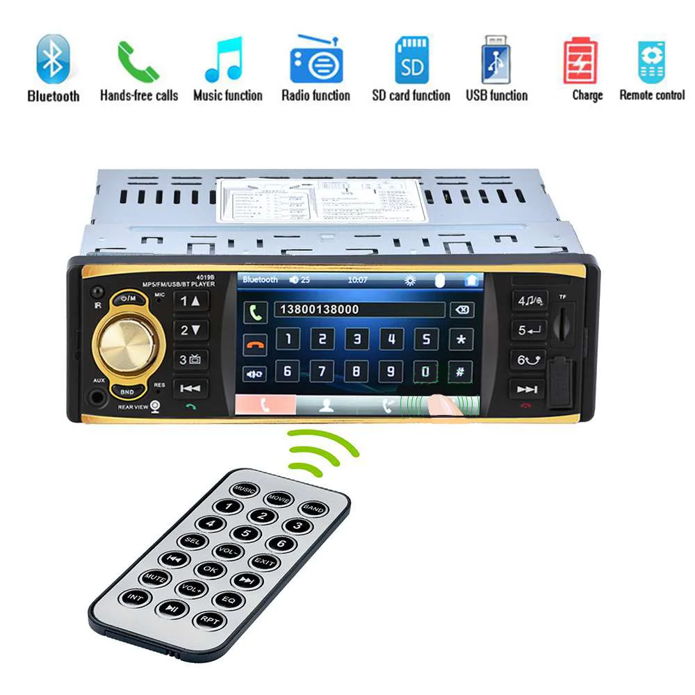 Автомагнитола 4019B 4 1 дюйма Din USB AUX FM Bluetooth с камерой заднего вида и пультом