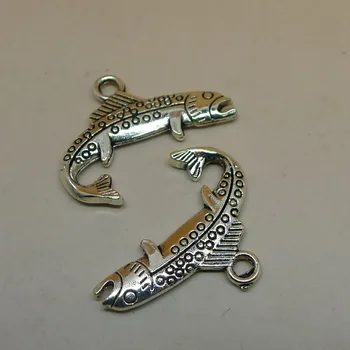 

ALYMMO 8pcs/lot Vintage Silver Electric Eel Charms Ocean Fish Charms 25x19mm Animal Pendant for Jewelry Making