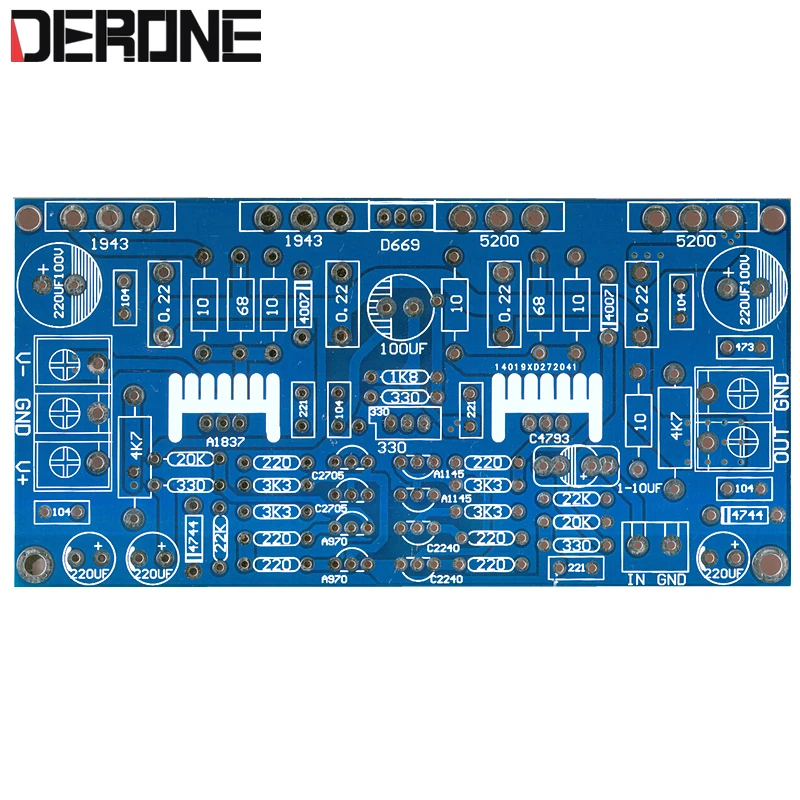 1 шт 200 Вт моно усилитель мощности плата PCB 1943+ 5200 для аудиофилов DIY