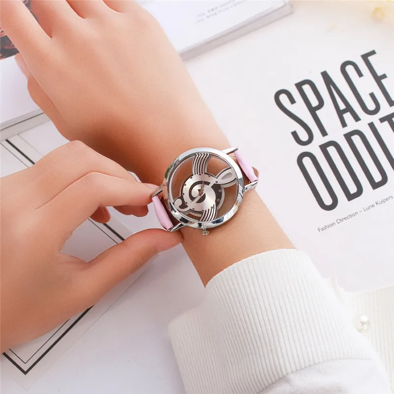 Women's watches 2018 fashion pu leather Ladies watch Women Fashion Leather Stainless Steel Musical symbol watch #2AP22B (8)