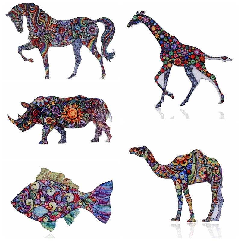 

Acrylic animal Brooches Giraffe horse camel fish Brooch For Women Costume Jewelry Accessories
