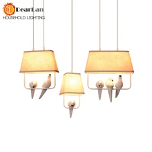 Lovely Individual Birds Pendant Lights Vintage Resin Bird Fabric Lampshade LED Pendant Lamps For Kitchen Dining Room(DZ-50)