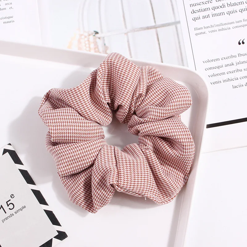 Cute Classic Scrunchie Stretch Headband Dot Plaid Scrunchies Women Elastic Hair Band Girls Hair Ties Striped Hair Accessories hair clips for fine hair