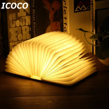 

ICOCO USB LED Foldable Wooden Book Lamp Magnetic Night Light Desk Lamp Hot Sale Drop Shipping Flash Deal Hot Sale