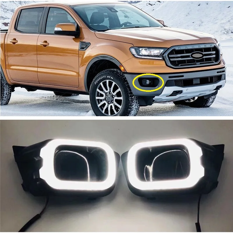 

EXTERIOR AUTO ACCESSORIES LED DRL FOG LAMP LIGHTS WITH TURN SIGNAL FEATURE FIT FOR FORD RANGER T8 Wildtrak EXTERIOR LIGHT 2018