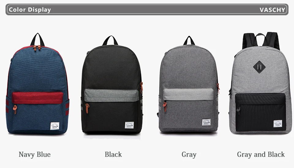 VASCHY, мужской рюкзак, серый, повседневные Рюкзаки, 15 дюймов, для ноутбука, рюкзаки для колледжа, студентов, школы, рюкзак для женщин, Mochila, сумка для книг