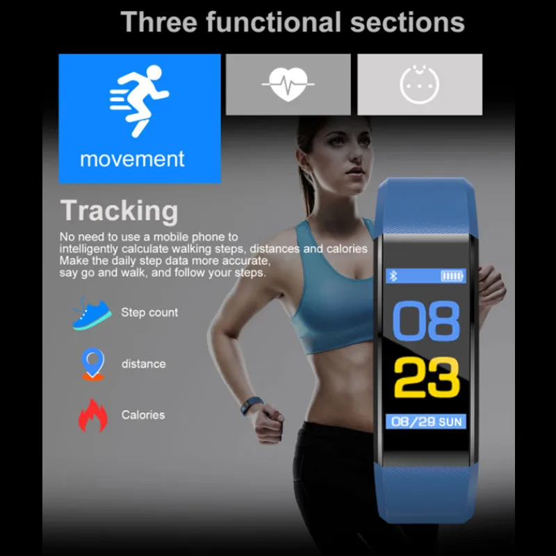 Multifunctional Fitness Activity Heart Rate Sport Wristband For Fitbit Activity Pedometer For Outdoor Indoor Fitness Running
