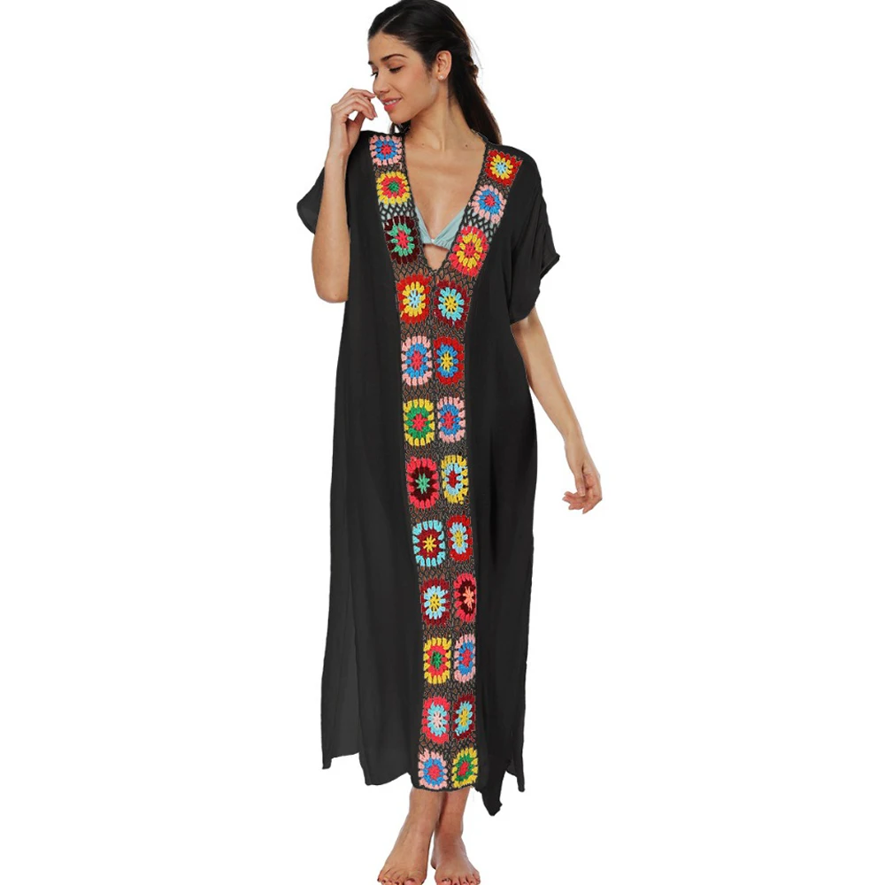 

Robe femme ete 2018 Plus Size Maxi Dress Women Fashion Batwing Casual Long Summer Dress Fashion Embroidery Sexy Beach Dresses